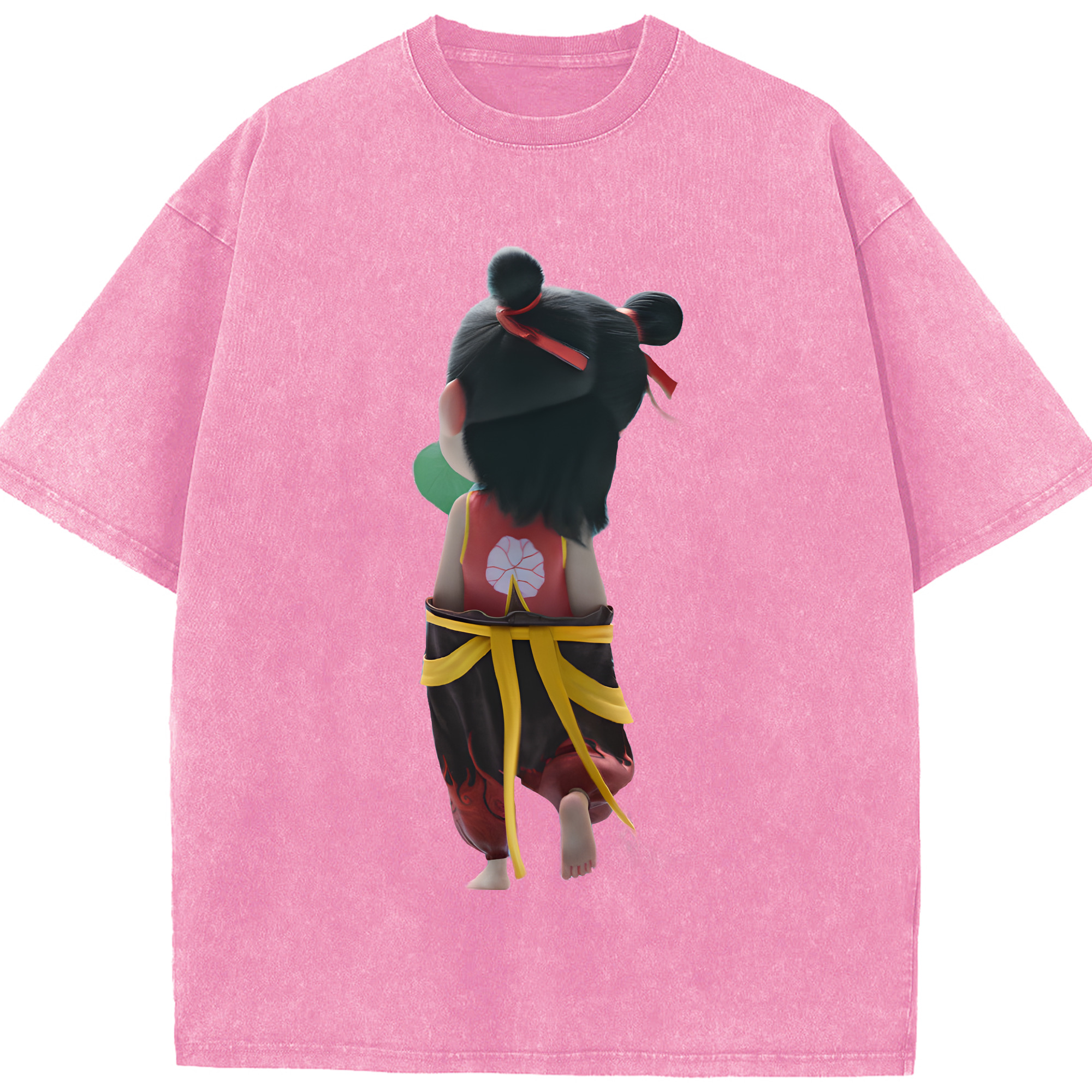 （画像用） Ne Zha 2 ナタ 魔童の大暴れ 綿100% ヴィンテージ風 半袖Tシャツ（フロントプリント）